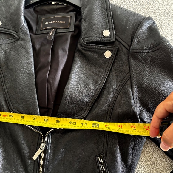 BCBG MaxAzria Womens Classic Moto Biker Leather Black Jacket orig. $598 MED. - Picture 4 of 15
